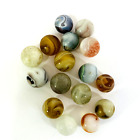 Estate Find Marbles - Milk Glass Color Stripe Swirl - Assorted - Lot of 16