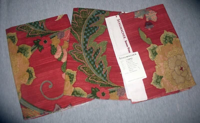 3 Schumacher Samples Aragon Panel Pomegranate Linen & Cotton Floral - Image 1 of 3