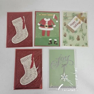 Lot 5 Hallmark Christmas Holiday Greeting Cards Sealed New 7"x5" with Envelopes - Picture 1 of 21