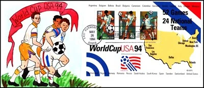 Scott 2837 $1.199  World Cup 94 Souvenir Sht Melissa Fox Hand Painted FDC 5 Of 7 - Image 1 of 2