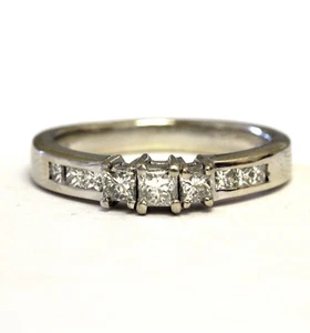 14k white gold .53ct VS H princess diamond engagement ring 4.5g estate vintage - Picture 1 of 7