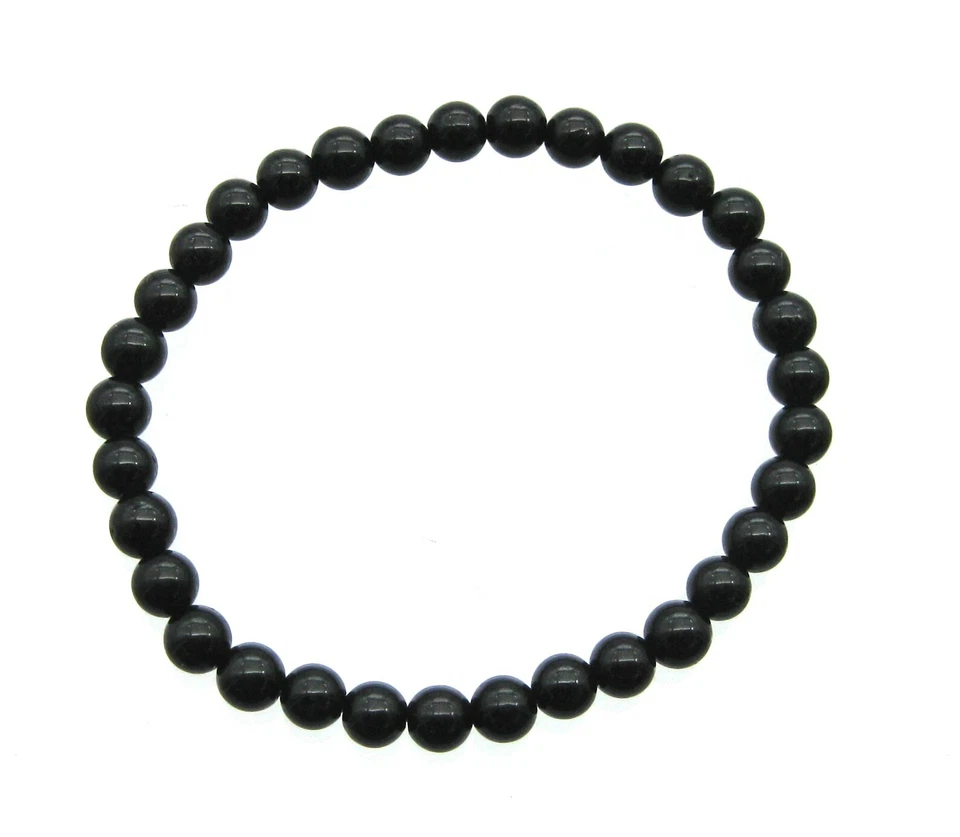 Kugel-Armband Turmalin schwarz stabilisiert 4 mm Kindergröße - Bild 1 von 1