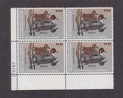 US RW50  Federal Duck Hunting Stamp Mint Plate Block of 4 VF-XF OG NH (002) - Image 1 of 2