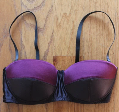 Sujetador moldeado Kiki de Montparnasse Muse pizarra/bo púrpura seda colorblock 32D $130 Foto 1 de 4