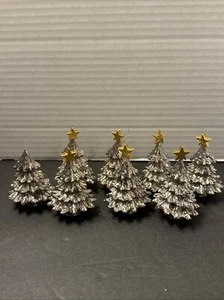 Department 56 -3" Versilbert Zinn Weihnachtsbaum Tischkartenhalter 8er Set - Bild 1 von 7