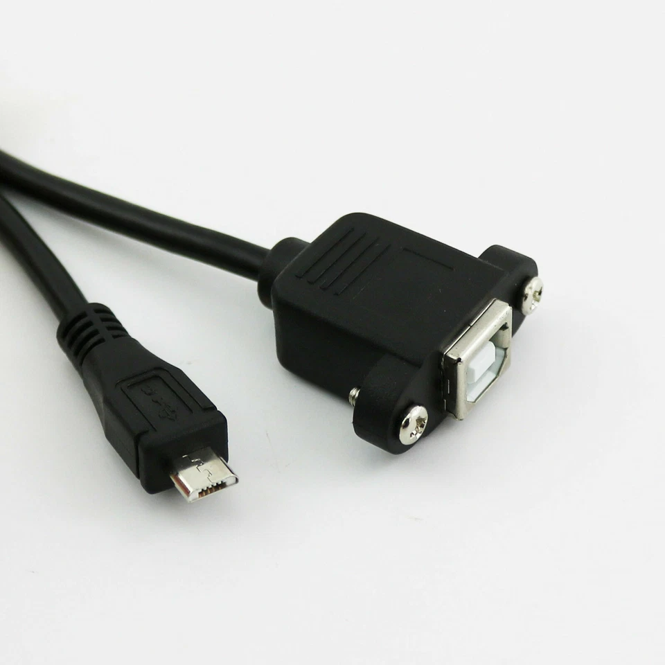10x Printer Panel Mount USB 2.0 B Female Socket To Micro USB 5Pin Male Cable 1FT - Image 1 of 1