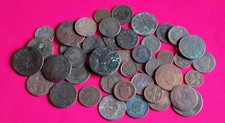 7319# Portugal lot of 43 old coins cooper Monarchy/Republic  diversed dented