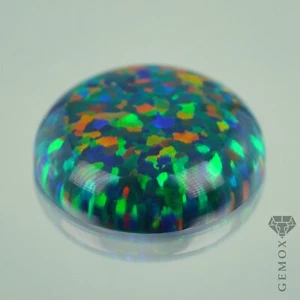 Opal Cabochon 12mm. Fire Flash Loose Gemstone 3D Stone Lab-Grown Round Cabochon - Picture 1 of 5
