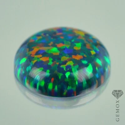 Opal Cabochon 12mm. Fire Flash Loose Gemstone 3D Stone Lab-Grown Round Cabochon - Image 1 of 4