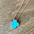 an Cleef &amp; Arpels Vintage ALHAMBRA turquoise necklace WHITE GOLD 750WG #33