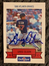 1990 Atlanta Braves Dubuque GREG OLSON Autographed Baseball Card