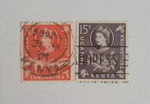 Kenya Uganda Tanganika KUT 15c_30c cents 1954 QEII Portrait - Picture 1 of 2
