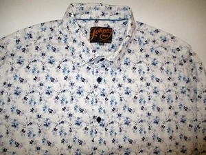 JOHNNY BIGG TAROCASH MENS NICE WHITE BLUE FLORAL COTTON SHIRT 2XL VGC - Picture 1 of 2