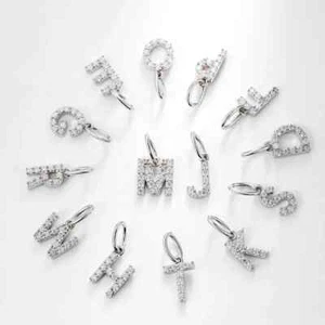 Fashion Tiny Moissanite Initial 26 Letter Charms Pendant 925 Sterling Silver - Picture 1 of 4