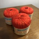 Lion Brand Vintage Nicole Yarn Ball Lot of 3 Cotton Blend Red 113