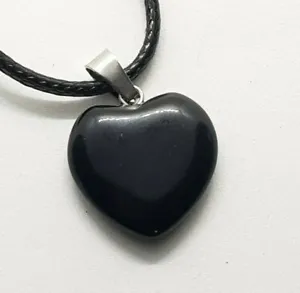 Onyx Necklace Pendant Love Heart Obsidian Stone Gemstone Crystal Chakra Reiki - Picture 1 of 9