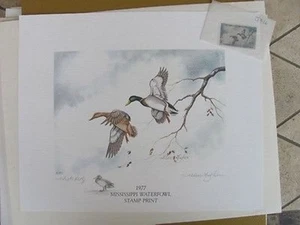 MS2 Mississippi State Duck Stamp Print w/stamp,folio REMARQUED #MS2XD50 DSS - Picture 1 of 2