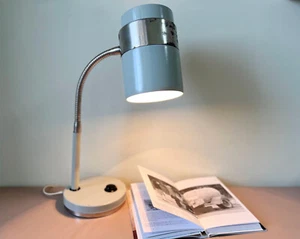 Vintage Flexible Gooseneck Desk Table Lamp Metal Light Grey 1960s Soviet USSR - Picture 1 of 9