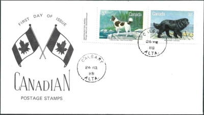 🍁Canada  #1217/1220  "DOGS OF CANADA"     Brand New 1988 Special Event Cachet - Image 1 of 2
