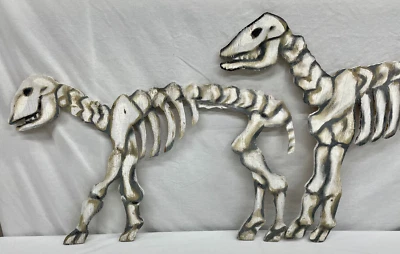 2 decoraciones de Halloween para perros esqueleto caseras troqueladas recortes de madera de colección Foto 1 de 4