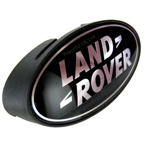 Land Rover Defender negro + plata ovalada parrilla delantera insignia + zócalo de soporte 90 SVX - Imagen 1 de 4