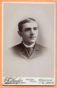 Hancock, MI, Portrait of a Young Man, by Haefer, circa 1890s Backstamp - Picture 1 of 3