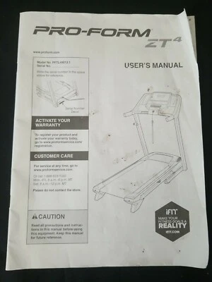 Pro-Form ZT4 Treadmill User's Manual for Model No. PFTL49013.1 Foto 1 de 2