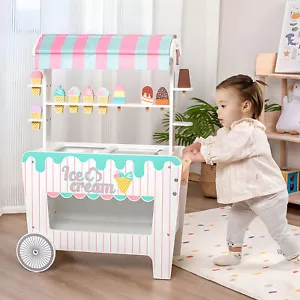 Ice Cream Stall Toy with Push Handle, Fine Grinding Pretend Play Snack Stall Toy - Picture 1 of 23