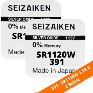 2 x SEIZAIKEN 391 SR1120W Batterie Knopfzelle SR55 280-27 RW40 1,55V Seiko Uhr - Bild 1 von 2