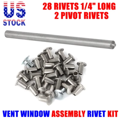 For 1951-1972 GMC Chevrolet Chevy Pickup Suburban Vent Window Assembly Rivet Kit Foto 1 de 4