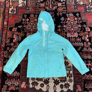 EUC Columbia Kids Teal Turquoise Blue Rain Jacket Windbreaker XS 6/6X - Picture 1 of 5