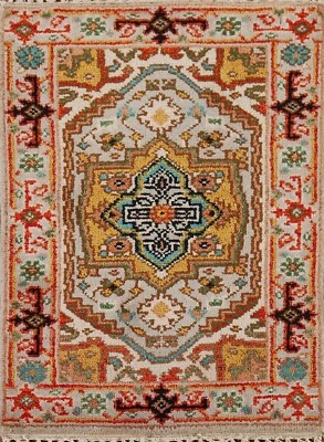 Alfombra gris Heriz Serapi geométrica oriental 2'x3' lana hecha a mano alfombra de vestíbulo Foto 1 de 4