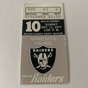 Minnesota Vikings Vs Oakland Raiders NFL Kramer 1st Start Ticket Stub Vtg 1977