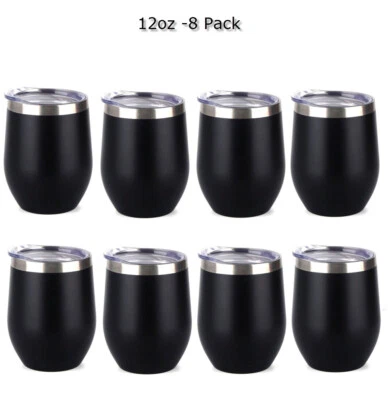 Paquete de 8 tazas de vino de 12 oz vaso de acero inoxidable vacío aislamiento de doble pared  Foto 1 de 4