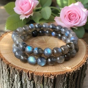 Labradorite 8mm Beads Natural Healing Reiki Gemstone Crystal Stretch Bracelet - Picture 1 of 5