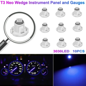 10x Blue T3 Neo Wedge 3030 LED Dashboard A/C Climate Control HVAC Light Bulb 12V - Picture 1 of 10