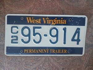 West Virginia PERMANENT TRAILER Tin License Plate #C2 95-914 Wild Wonderful WV - Picture 1 of 5