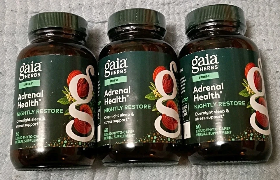 Lote de 3 Restauración Nocturna de Salud Suprarrenal - 60 Cápsulas Cada una/180 Total  Foto 1 de 1