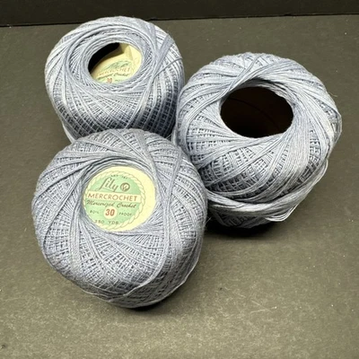 Лот из 3 винтажных хлопковых ниток Lily Mercrochet 30 темно-синий 25 - Изображение 1 из 4