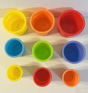 Juego de 9 tazas apilables para bebés juguetes de bañera para niños colores pastel con cara de animal - Imagen 1 de 5