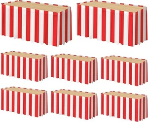 durony 8 Packs Red and White Striped Table Skirt Circus Theme Party Supplies... - Picture 1 of 7