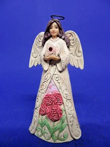 Figura de ángel de enero Jim Shore #6001562 piedra granate clavel flor 6,5" - Imagen 1 de 8