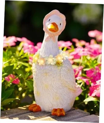 Estatuas de ganso de porche para decoración de jardín: escultura exterior para césped patio blanco Foto 1 de 4