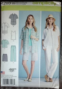Simplicity 1203 Shirt Tank Top Shorts Pants Summer PLUS Sz 20W-28W UNCUT - Picture 1 of 2