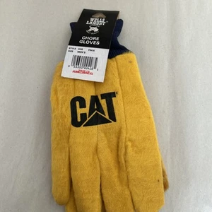 Wells Lamont CAT Yellow Cotton/Polyester Men's Chore Gloves One Size Fits - Picture 1 of 3