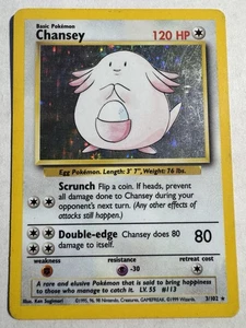 Juego de Cartas Coleccionables Pokémon Chansey Card 3/102 Holo Raro 1999 - Imagen 1 de 2