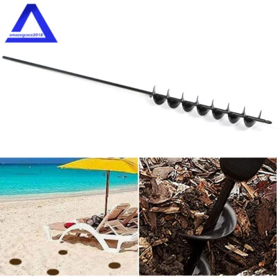 Extended Length Auger Drill Bit For 3/8" Hex Drive Drill Post Hole Digger 32"×2" - Image 1 of 4