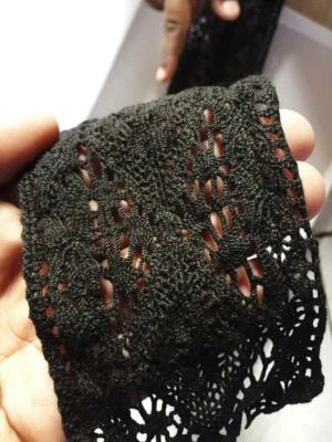 MARKENLOS 10m/1m elegante Baumwolle Häkelspitze Borte Nichtelastisch Schwarz 7cm NR