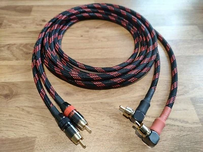 Van Damme - Silver Plated OFC RCA to Right Angle RCA Phono Cable braided 2m - Image 1 of 4