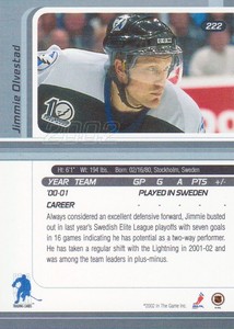 2001-02 BAP Signature Series Hockey #222 Jimmie Olvestad